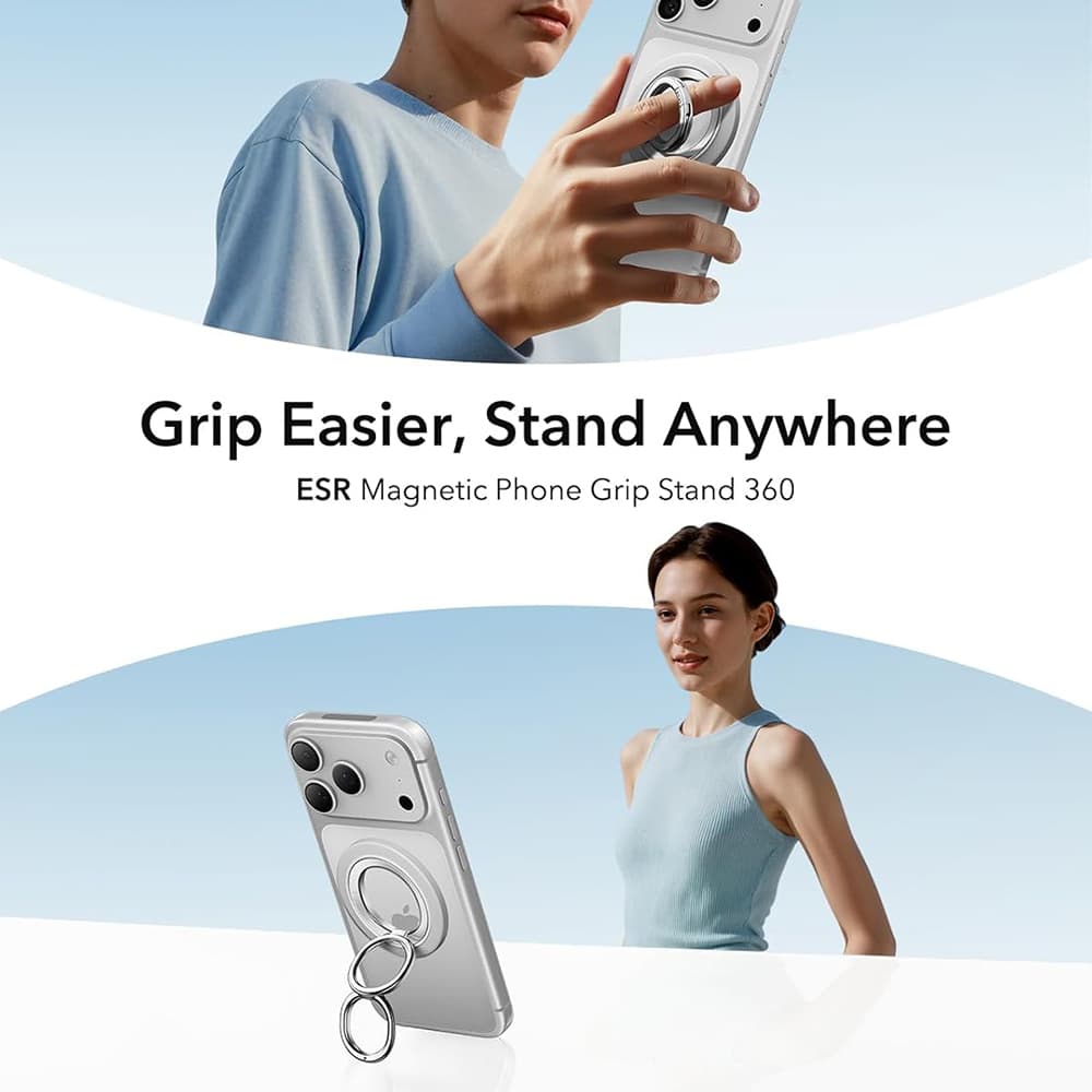 ESR – držák na telefon (2K6180261) – magnetický, 360°, 5,2mm ultratenký, s univerzálním kroužkem HaloLock – bílý - náhled 2