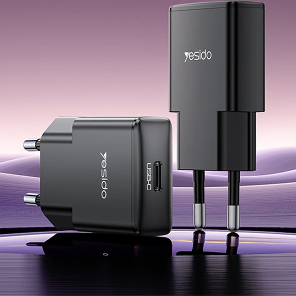 Yesido Wall Charger YC74 GaN Rychlonabíječka Ultra-Slim Smart Chip Type-C PD30W 5V/3A Černá - náhled 2