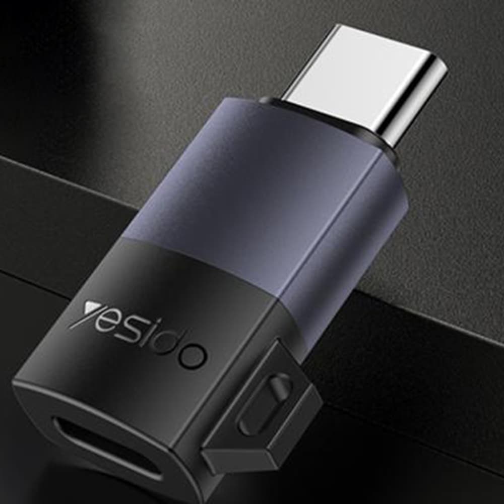 Yesido OTG adaptér GS28 Lightning na Type-C 60W rychlé nabíjení 480Mpb/s hliníková slitina Plug&amp;Play šedý - náhled 2