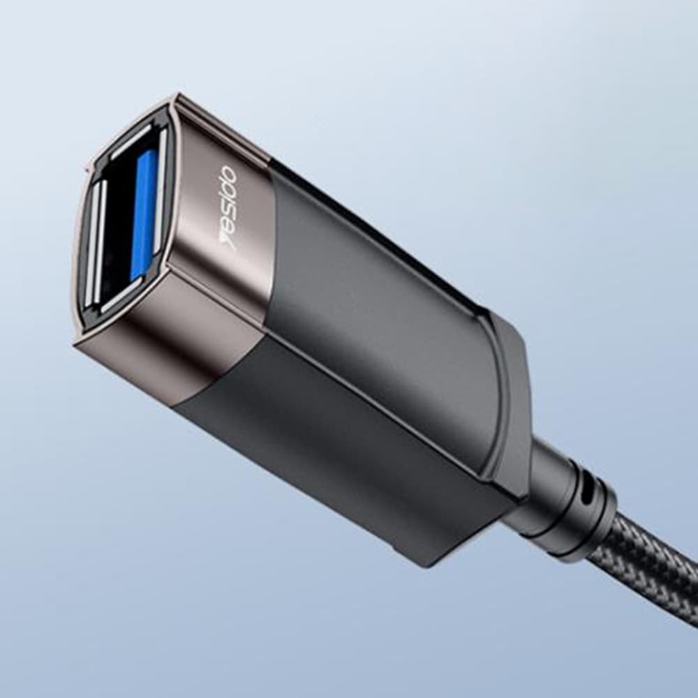 Yesido Extension Adapter GS26 USB 2.0 s 1.5m kabelem opletený šedý - náhled 2