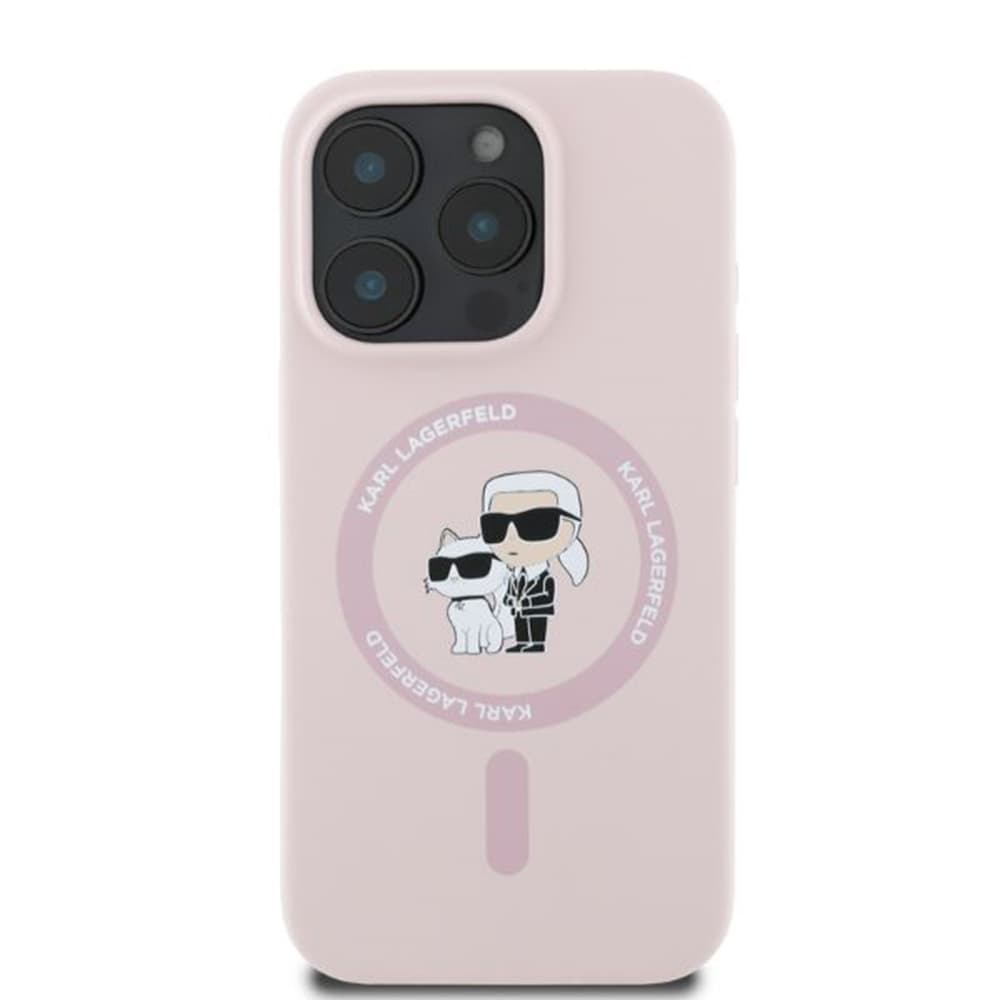 Karl Lagerfeld - silikonový kryt KC s prstenem a MagSafe (KLHMP16XSCMKCRHP) - iPhone 16 Pro Max - růžový - náhled 2