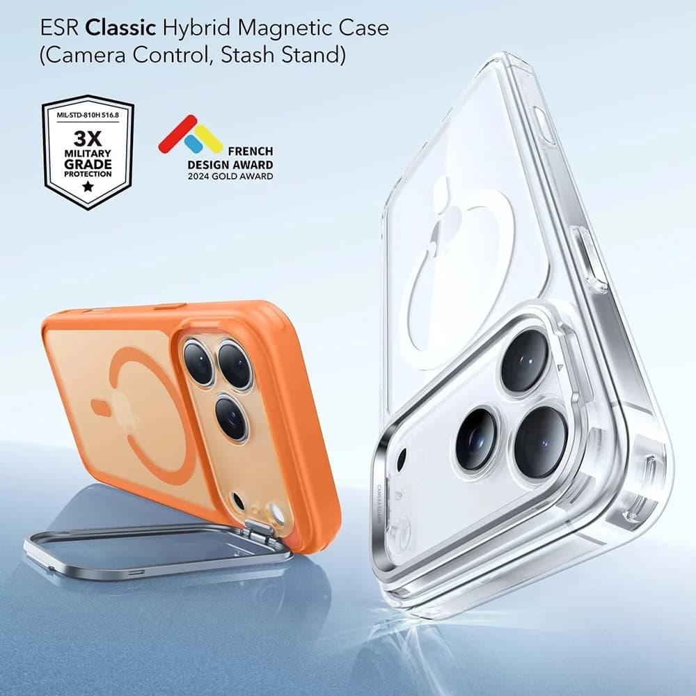 ESR Classic Hybrid HaloLock Kickstand iPhone 17 Pro Max Frosted Orange - náhled 2