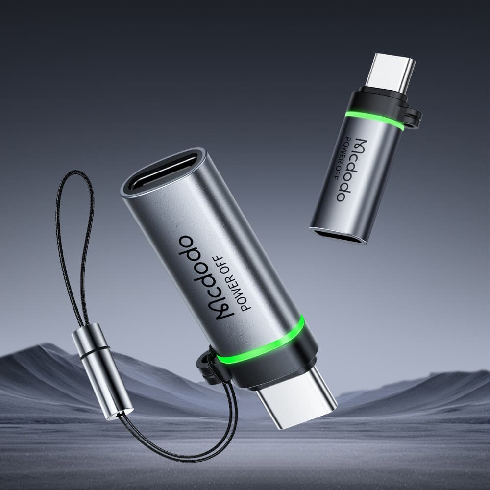 Mcdodo – adaptér s automatickým vypnutím (OT-2450) – USB-C na USB-C, PD100W, 5A, 480Mbps, nabíjení a synchronizace dat, s poutkem – černý - náhled 2