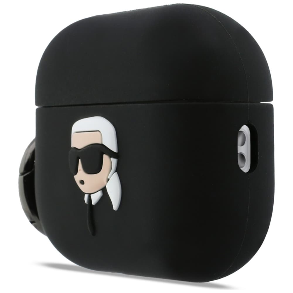Karl Lagerfeld - silikonová hlava Karla 3D (KLAP3RUNIKK) - Apple AirPods Pro 3 - černá - náhled 2