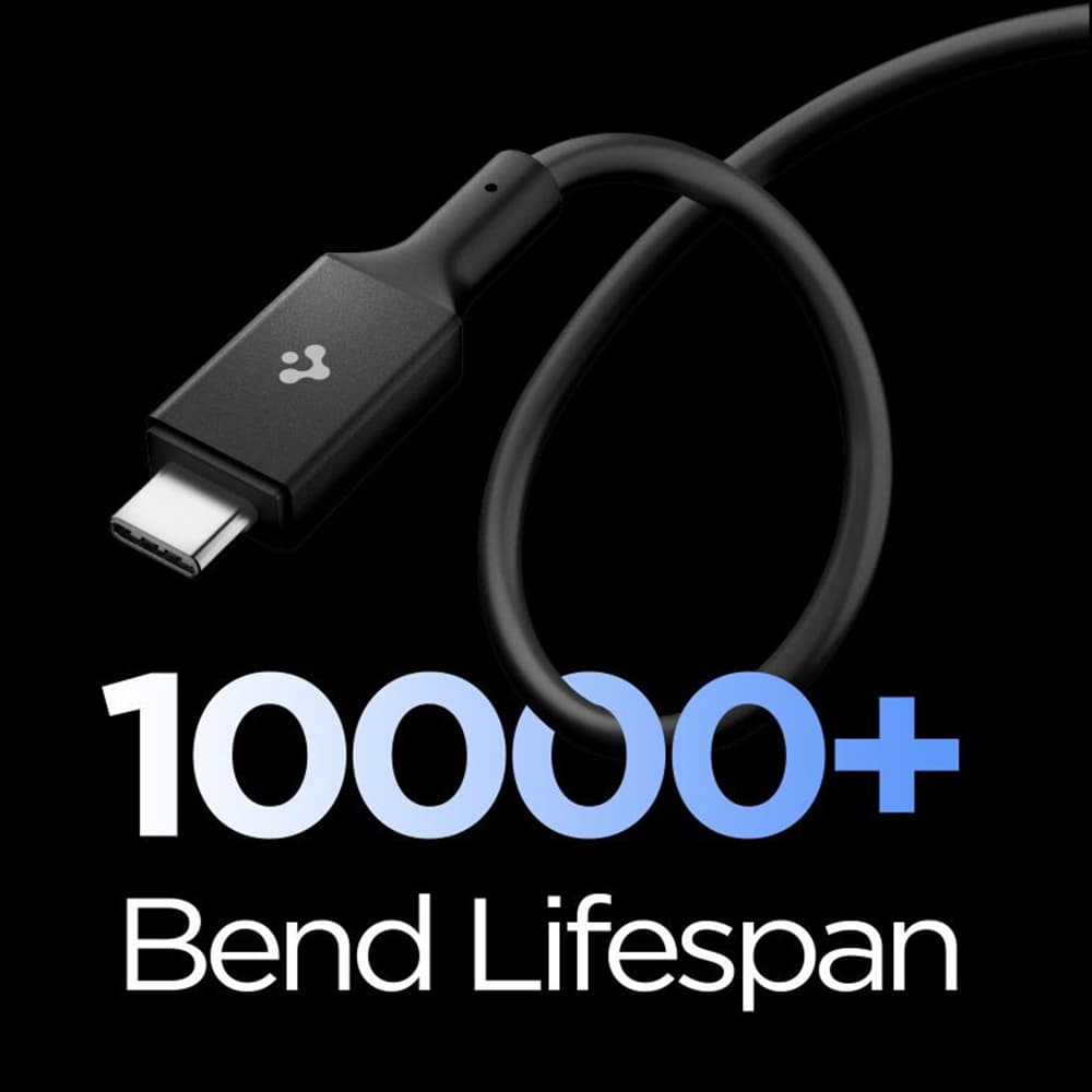 Spigen – datový kabel Essential (EB24012CC) – rychlé nabíjení, Type-C na Type-C, 240W, 40Gbps, čip E-Marker, 8K, 1,2m – černý - náhled 2