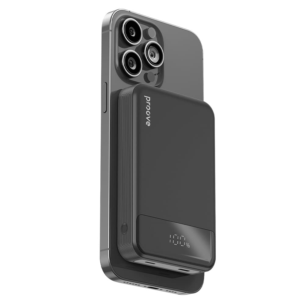 Proove - powerbanka Hoodman (PBH120010001) - Type-C, Lightning, magnetická, s LED displejem, Qi, 20W, 10000mAh - černá - náhled 2