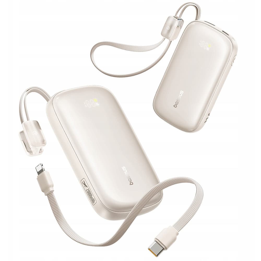 Baseus - powerbanka EnerFill FC21 Qpow 3 Ultra (E0027M01) - odnímatelný kabel, 20000mAh, 22.5W, USB, USB-C - Natural Titanium - náhled 2
