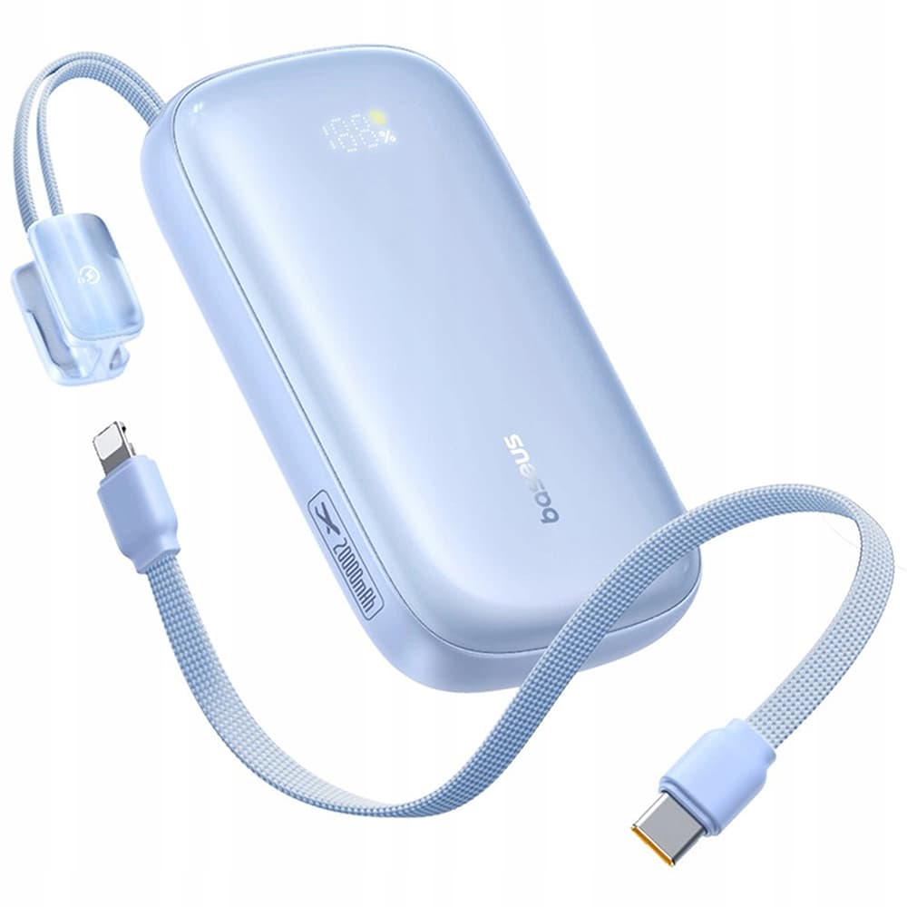 Baseus – powerbanka EnerFill FC21 Qpow 3 Ultra (E0027L03) – s odpojitelným kabelem, 10000mAh, 22.5W, USB, USB-C – Galaxy Blue - náhled 2