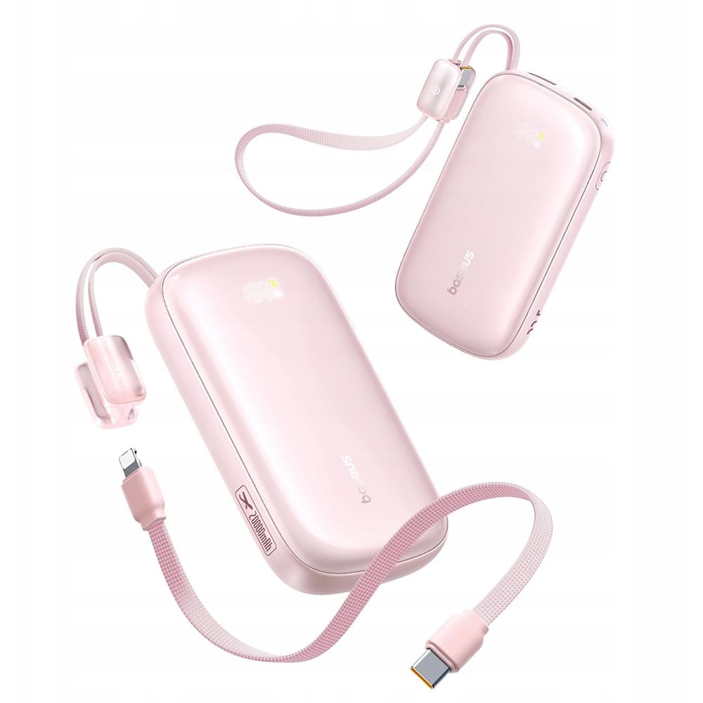 Baseus – powerbanka EnerFill FC21 Qpow 3 Ultra (E0027L02) – s odpojitelným kabelem, 10000mAh, 22.5W, USB, USB-C – Nebula Pink - náhled 2