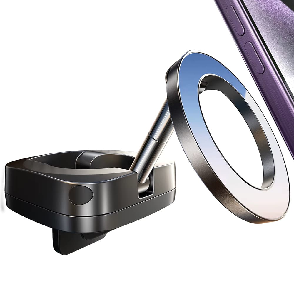 Lisen držák do auta (YL0224110001) - magnetický na palubní desku, stůl, otočný o 360°, skládací, klip na stůl, bezpečné uchycení - černý - náhled 2