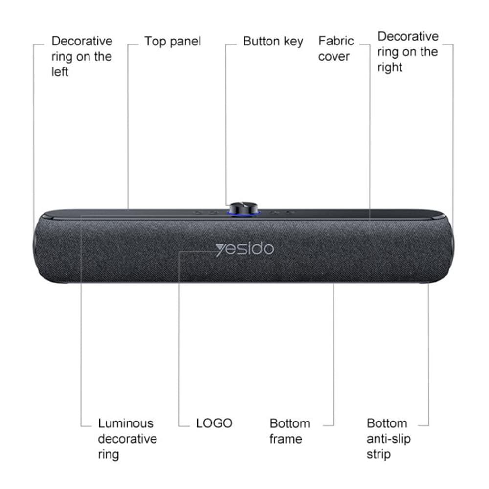 Yesido - Bezdrátový reproduktor (YSW42) - Bluetooth 5.3, Type-C, TF karta, 2000mAh, 20W - Černá - náhled 2