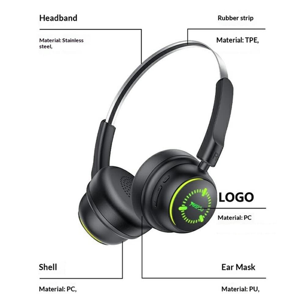 Yesido - Bezdrátová sluchátka (EP15) - pro děti, s Bluetooth, 40mm měniče, 300mAh - Černá - náhled 2