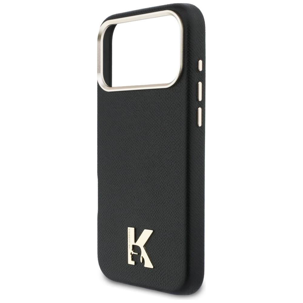 Karl Lagerfeld - pevné kožené pouzdro s logem Khead a MagSafe (KLHMP17X5PGFKHGK) pro iPhone 17 Pro Max - černé - náhled 2