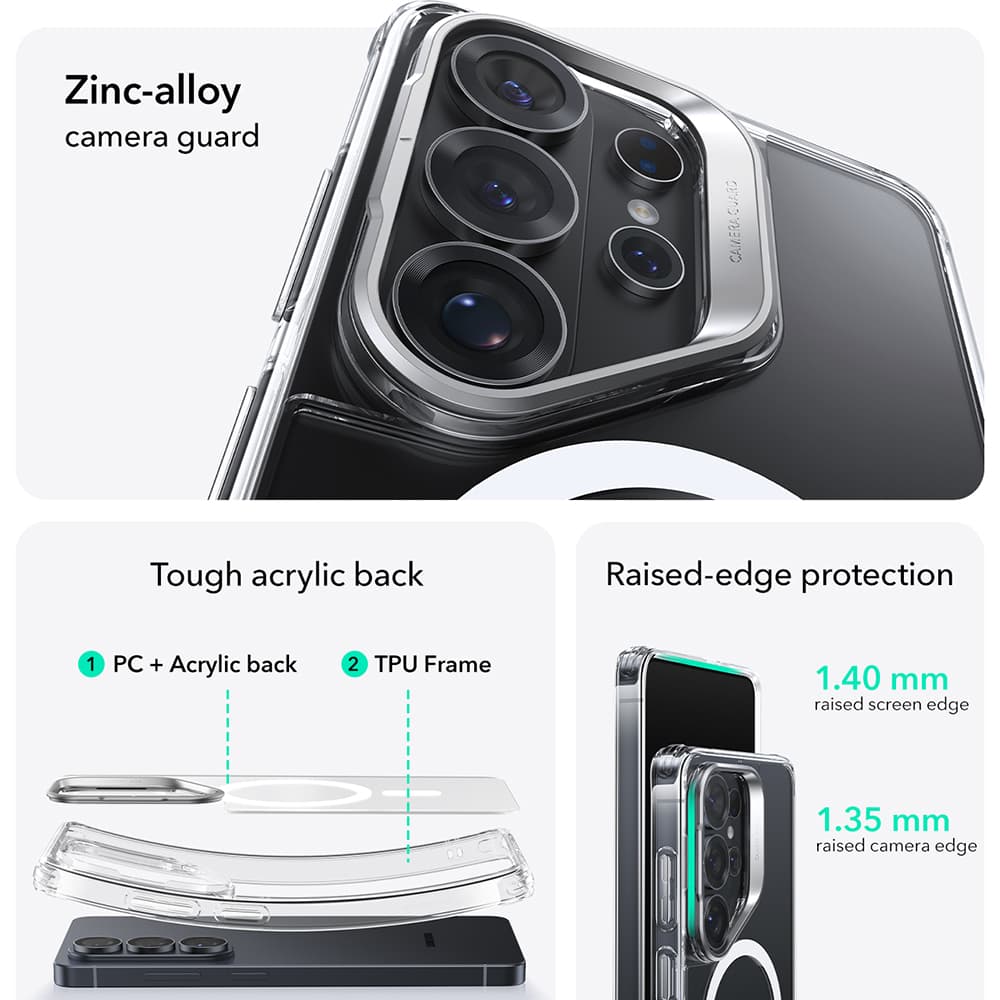 ESR - Classic Hybrid HaloLock Kickstand - Samsung Galaxy S26 Ultra - průhledný - náhled 2