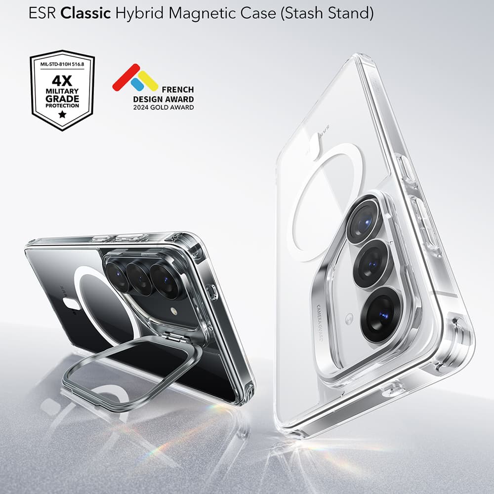 ESR klasické hybridní pouzdro se stojánkem HaloLock pro Samsung Galaxy S26, průhledné - náhled 2