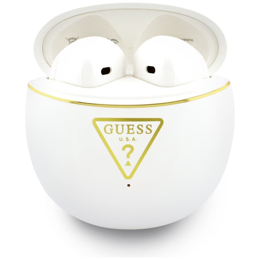 Guess - Bezdrátová sluchátka do uší Script Print (GUTWSA15HETH) - Do uší, Bluetooth, TWS, Malý kulatý design - Bílá - náhled 2