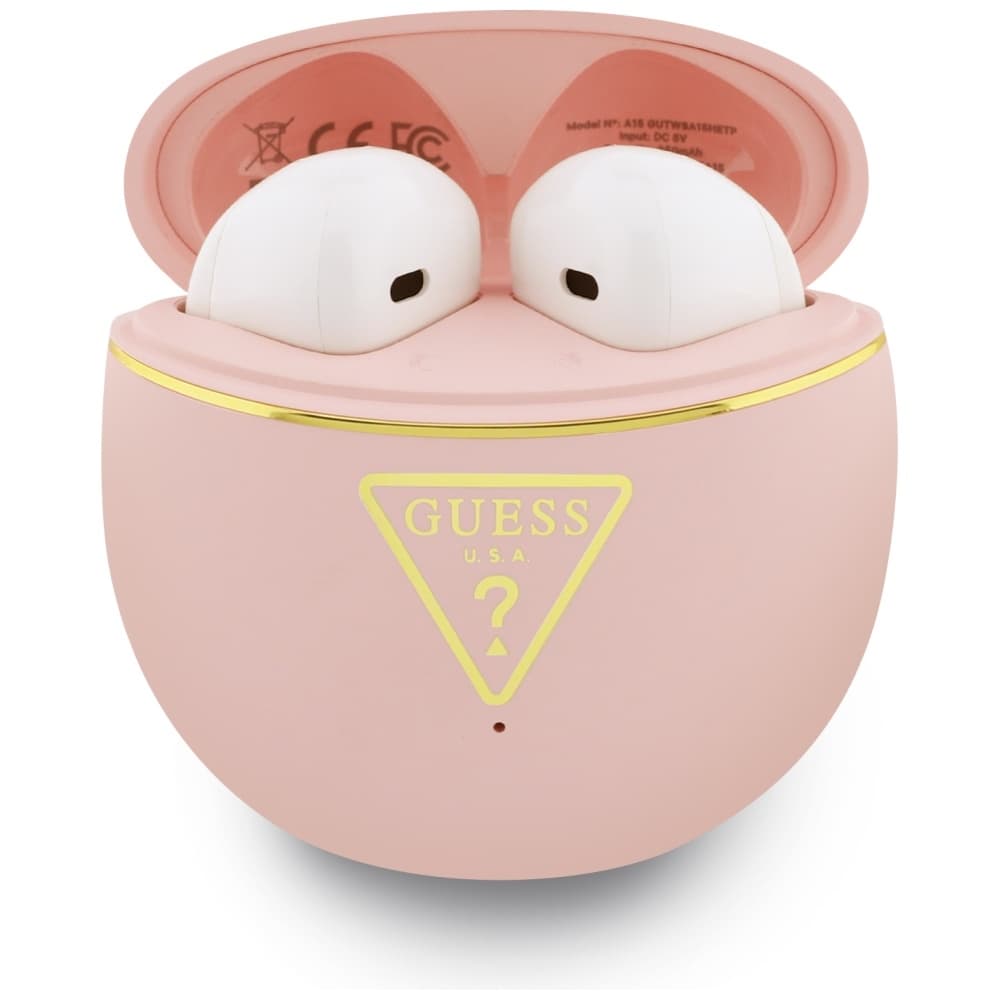 Guess - Bezdrátová sluchátka do uší Script Print (GUTWSA15HETP) - Do uší, Bluetooth, TWS, Malý kulatý design - Růžová - náhled 2