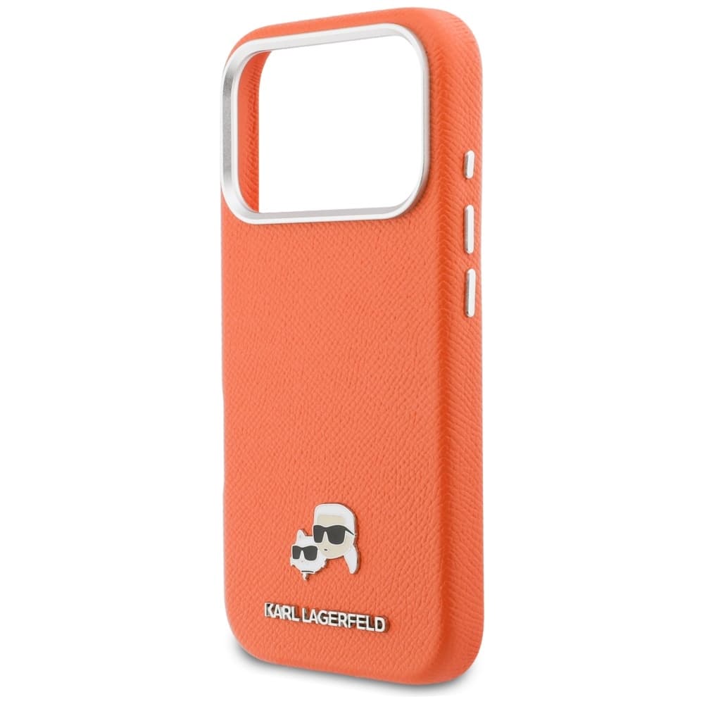 Kryt Karl Lagerfeld - Karl &amp; Choupette Head Pin Saffiano MagSafe (KLHMP17L6PFKCLO) - iPhone 17 Pro Oranžový - náhled 2