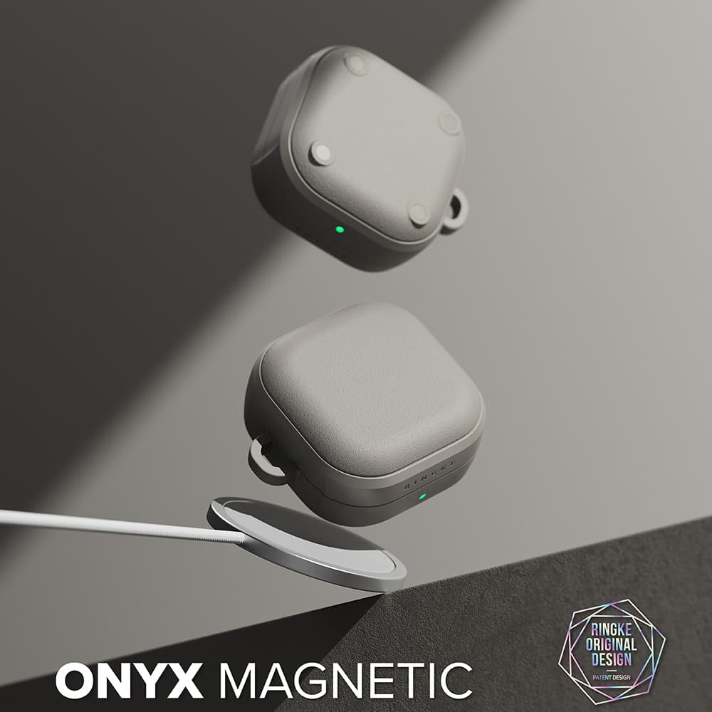 Ringke - Ochranné pouzdro Onyx Magnetic - pro Samsung Galaxy Buds 4 Pro, Protiskluzová textura, Otvor pro karabinu - Teplá šedá - náhled 2