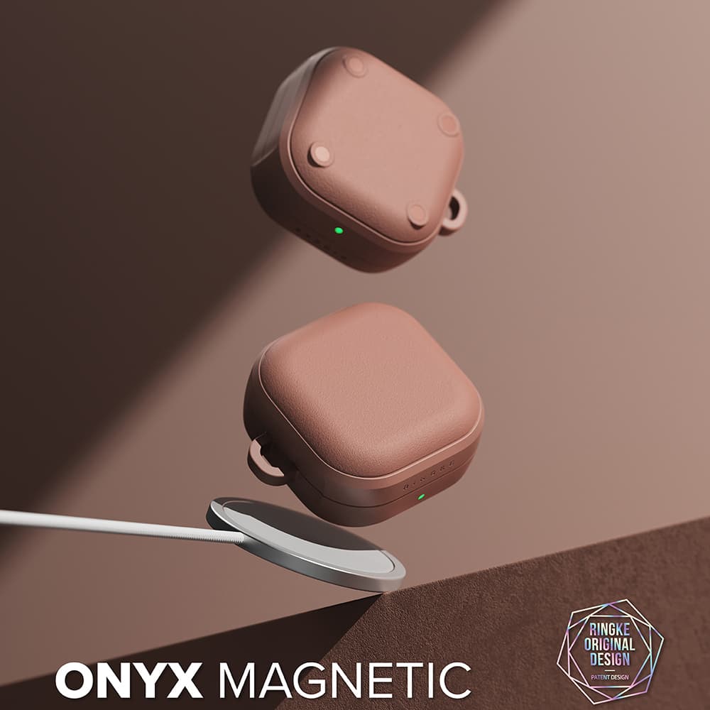 Ringke - Ochranné pouzdro Onyx Magnetic - pro Samsung Galaxy Buds 4 Pro, Protiskluzová textura, Otvor pro karabinu - Korálová - náhled 2