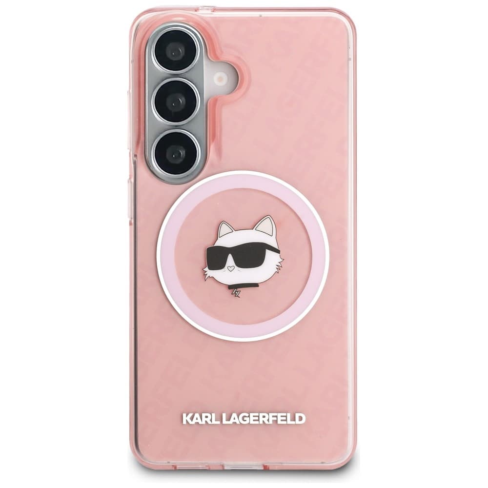 Kryt Karl Lagerfeld - IML Choupette Head on KL Repeated Logo MagSafe - Samsung Galaxy S26 růžový - náhled 2