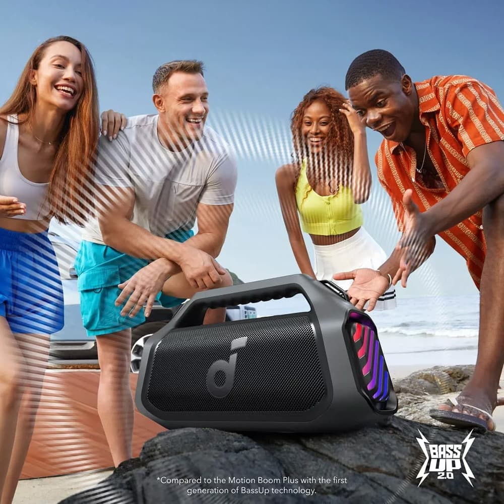 Anker - Bezdrátový reproduktor SoundCore Boom 2 Plus (A3134011) - Bluetooth 5.3, 140W, BassUp 2.0, Powerbanka, IPX7, RGB - Černá - náhled 2