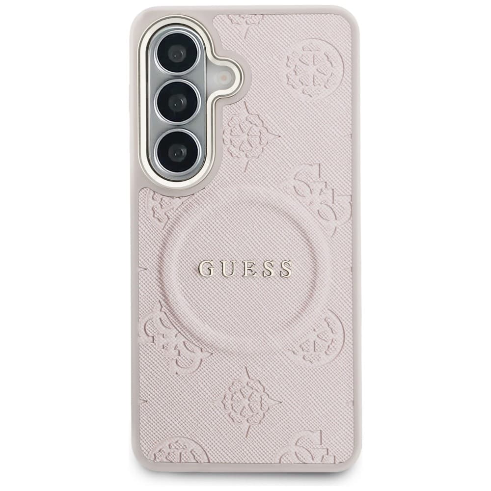 Kryt Guess - Saffiano Peony Embossed Ring MagSafe - Samsung Galaxy S26 růžový - náhled 2