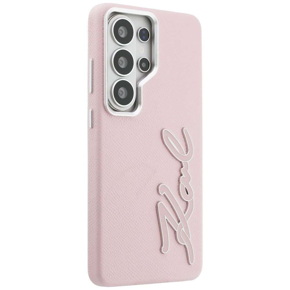 Kryt Karl Lagerfeld - Full Wrapped Grained Leather with Signature Resin Logo (KLHCS26LPGFKSRSP) - Samsung Galaxy S26 Ultra Růžový - náhled 2
