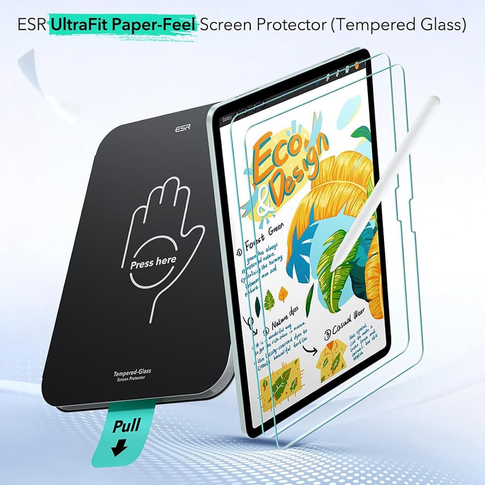 Ochranná fólie ESR - Paper-Feel UltraFit Tray (2 pack) - iPad 10 (2022) 10.9 / 11 (2025) / 12 (2026) Průhledná - náhled 2