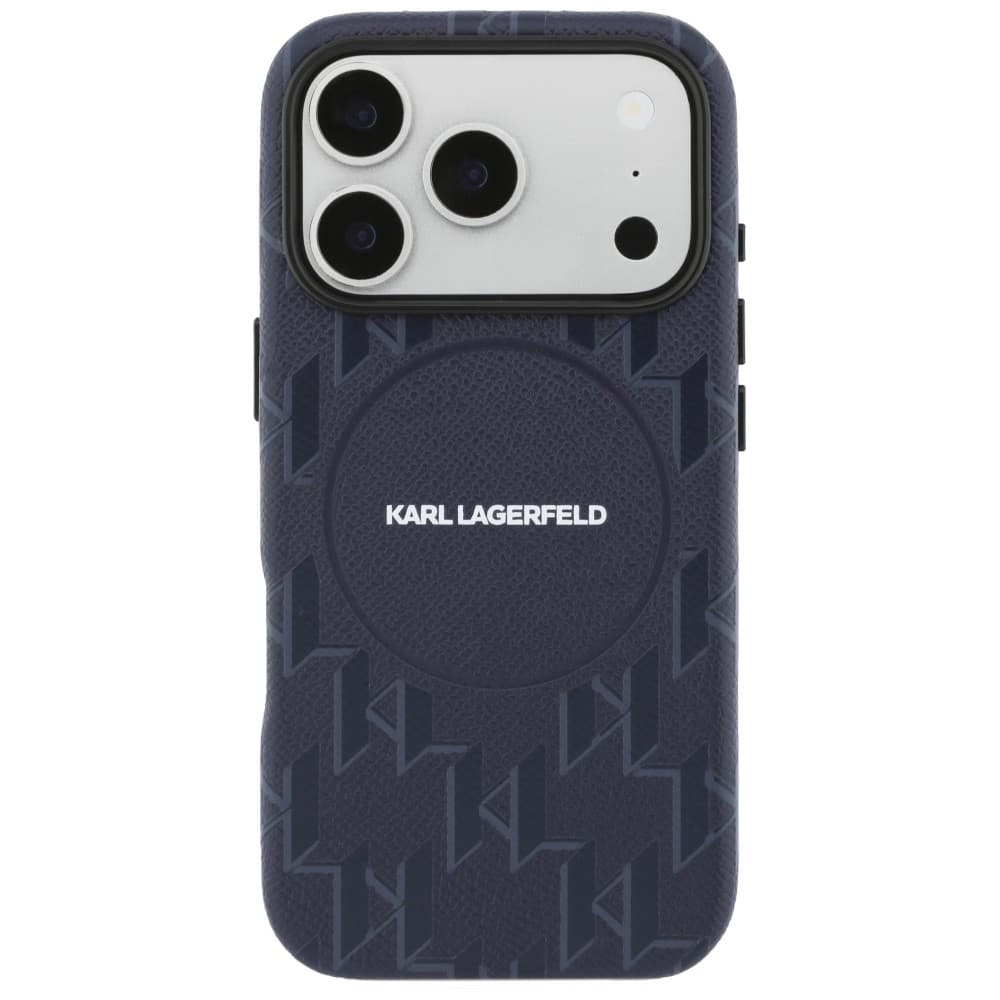 Kryt Karl Lagerfeld Leather KL Monogram Logo MagSafe pro iPhone 17 Pro modrý - náhled 2