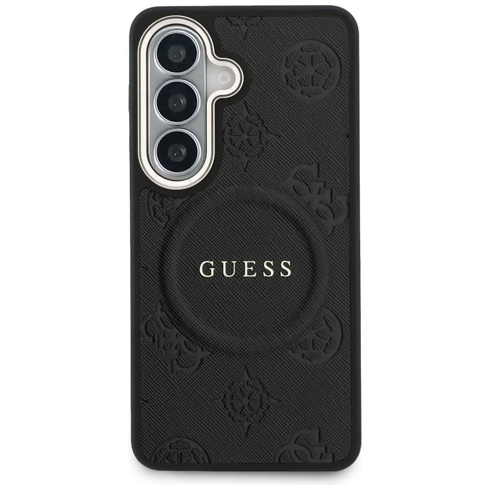 Kryt Guess Saffiano Peony Embossed Ring MagSafe pro Samsung Galaxy S26 Plus černý - náhled 2