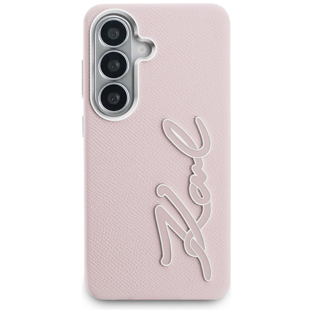 Kryt Karl Lagerfeld - Full Wrapped Grained Leather with Signature Resin Logo (KLHCS26SPGFKSRSP) - Samsung Galaxy S26 - růžový - náhled 2