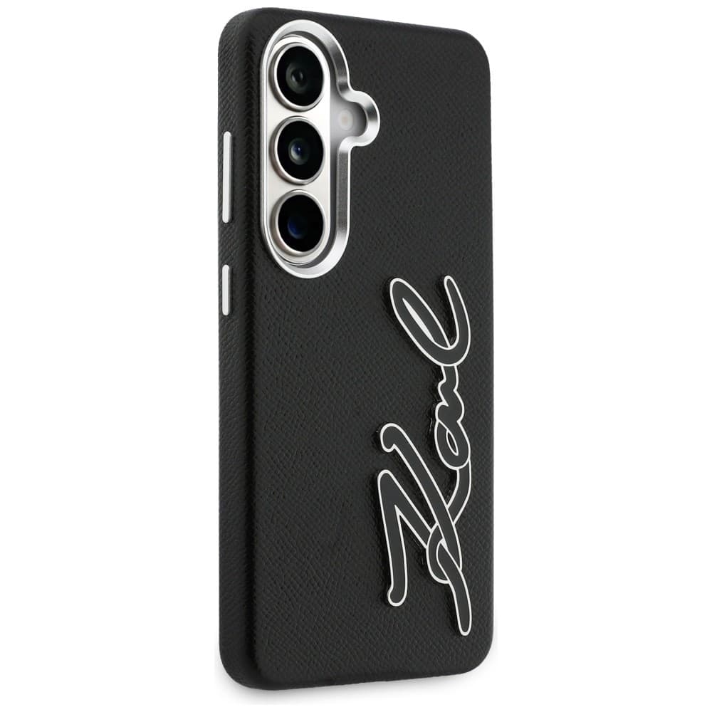Kryt Karl Lagerfeld - Full Wrapped Grained Leather with Signature Resin Logo (KLHCS26SPGFKSRSK) - Samsung Galaxy S26 - černý - náhled 2