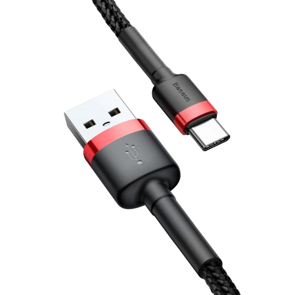 Baseus – datový kabel Cafule (CATKLF-A91) – USB na Type-C, 3A, 0.5m – černá / červená - náhled 2
