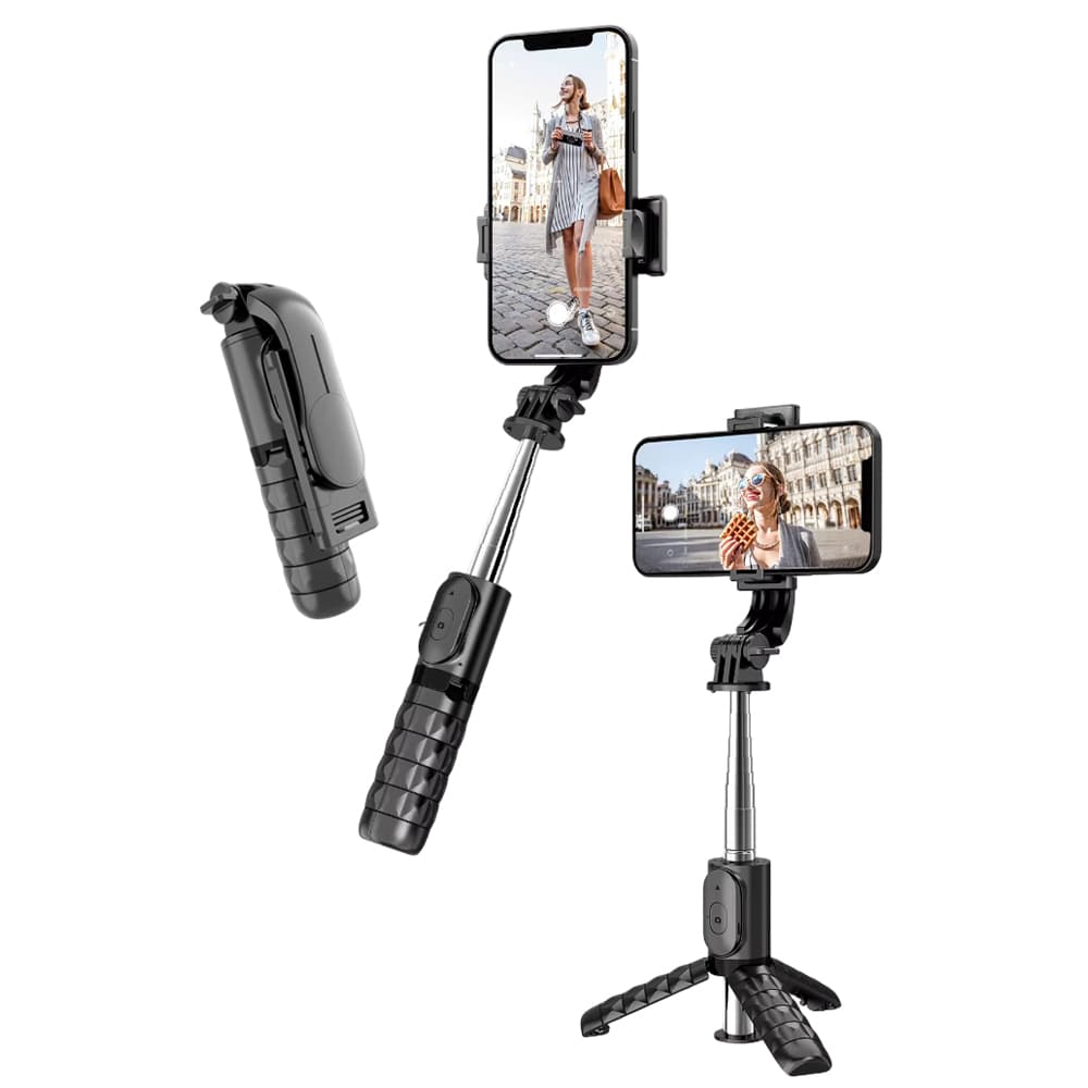 Techsuit Mini Selfie Tyč Q11 Stabilní Stativ Bluetooth 360 Černá 74cm - náhled 2