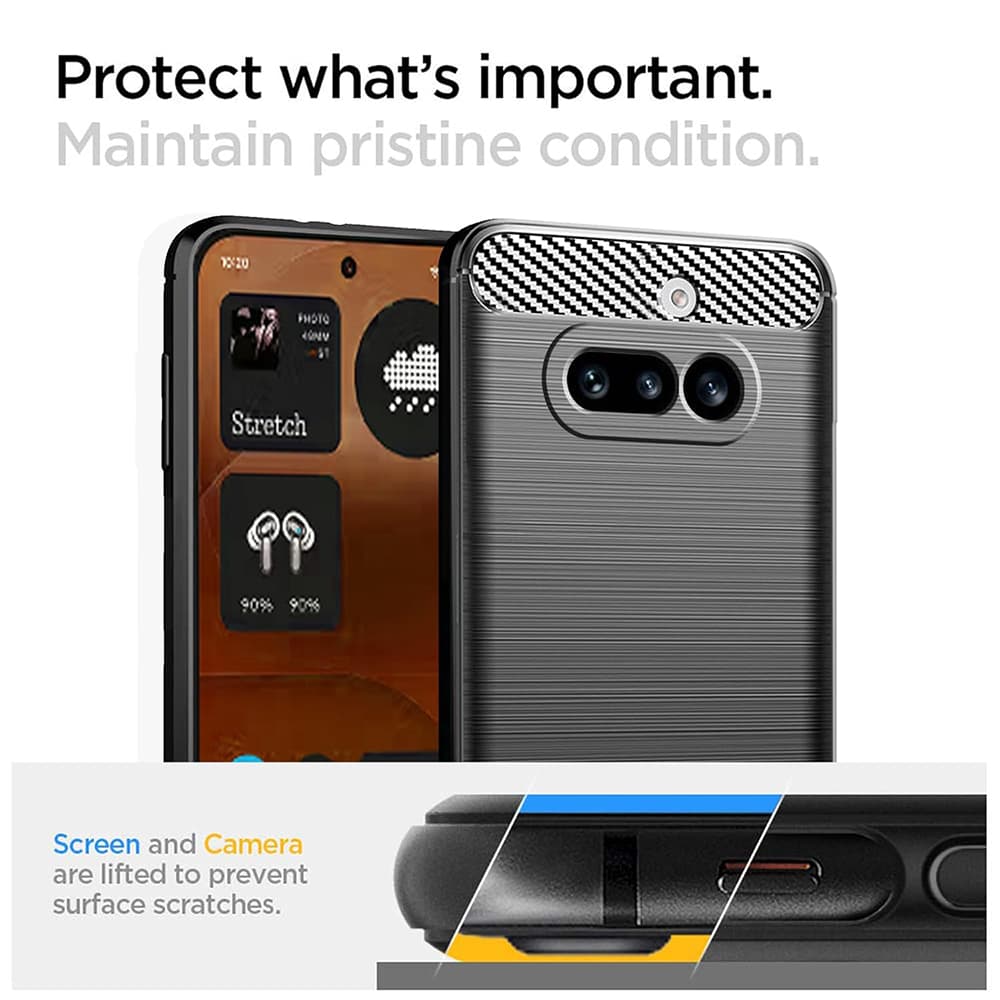 Kryt Techsuit Carbon Silicone pro Nothing Phone (4a) černý - náhled 2