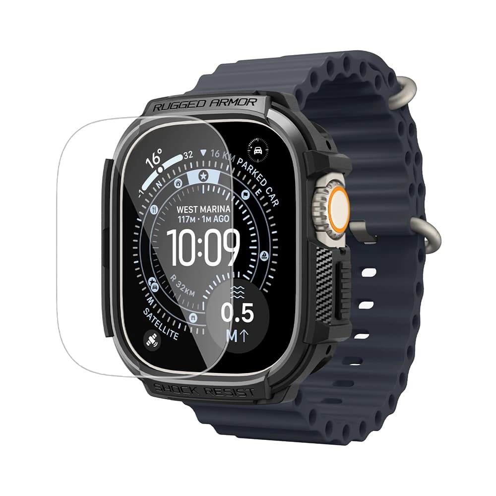 Ochranné tvrzené sklo Spigen (ACS11414) Apple Watch Ultra / Ultra 2 / Ultra 3 černé - náhled 2