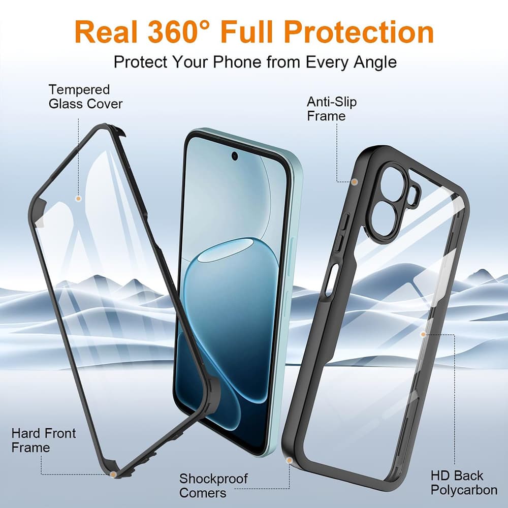 Ochranný kryt s fólií Techsuit ColorVerse 360 Series Oppo A6x a A6k černý - náhled 2