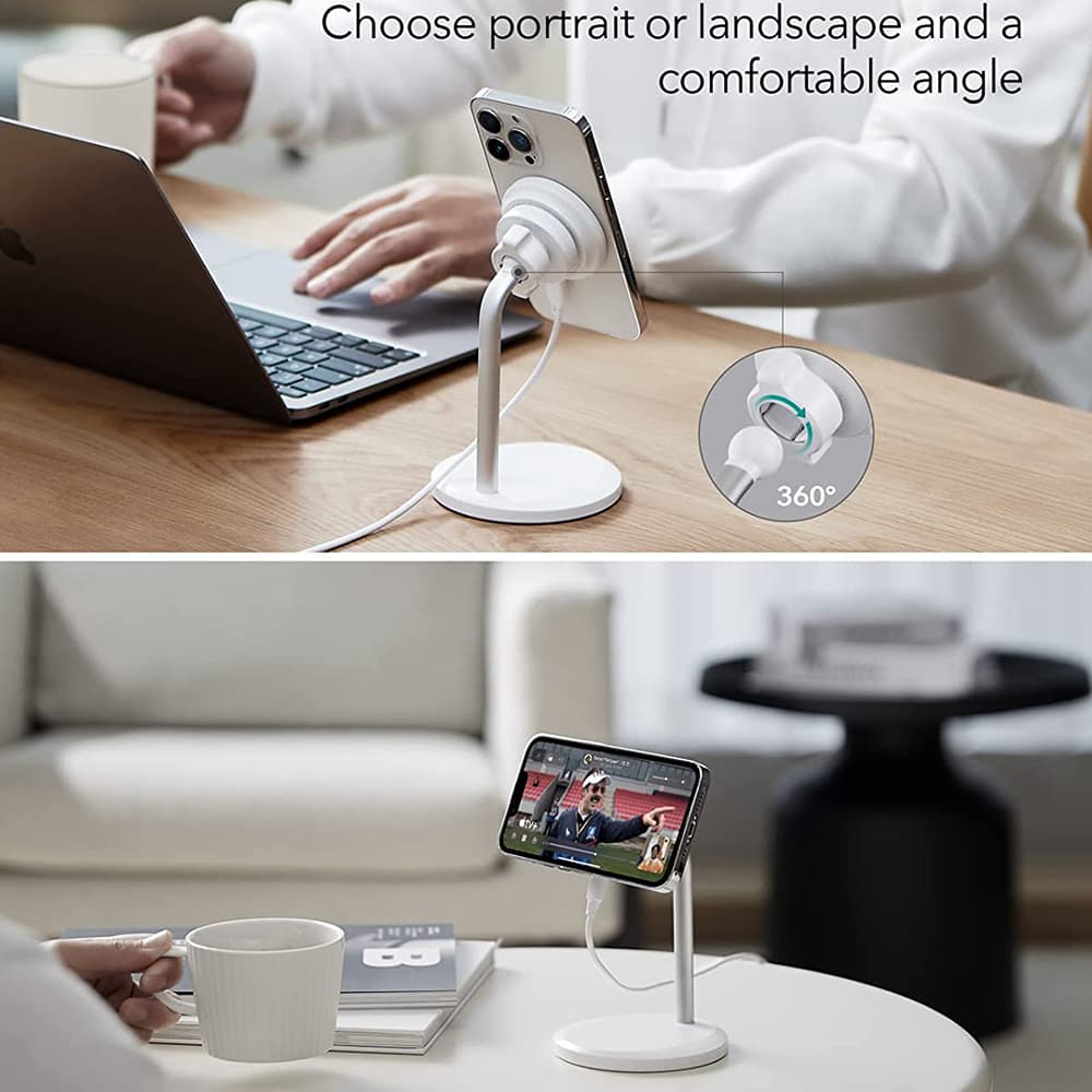 ESR Bezdrátová nabíječka HaloLock Shift Stojan MagSafe Bílá - náhled 2