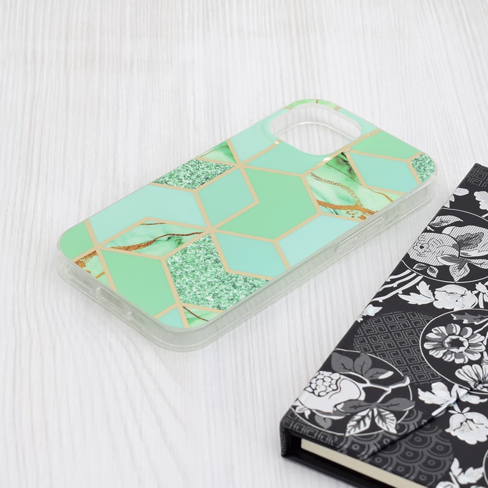 Techsuit Mramorová série iPhone 15 Zelený Hex - náhled 2