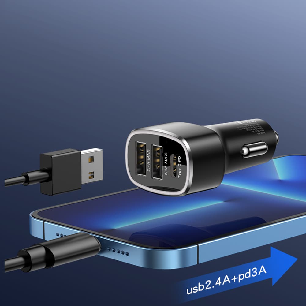 Yesido Autonabíječka Y47 Duální USB Type-C Rychlé 49W Černá - náhled 2