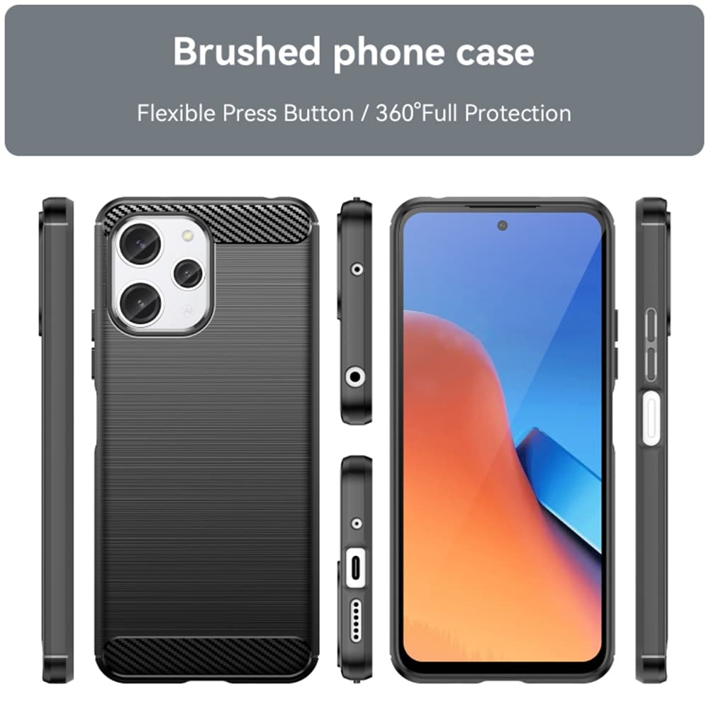 Techsuit Karbon Silikon Kryt Xiaomi Redmi 12 4G 12 5G Černý - náhled 2