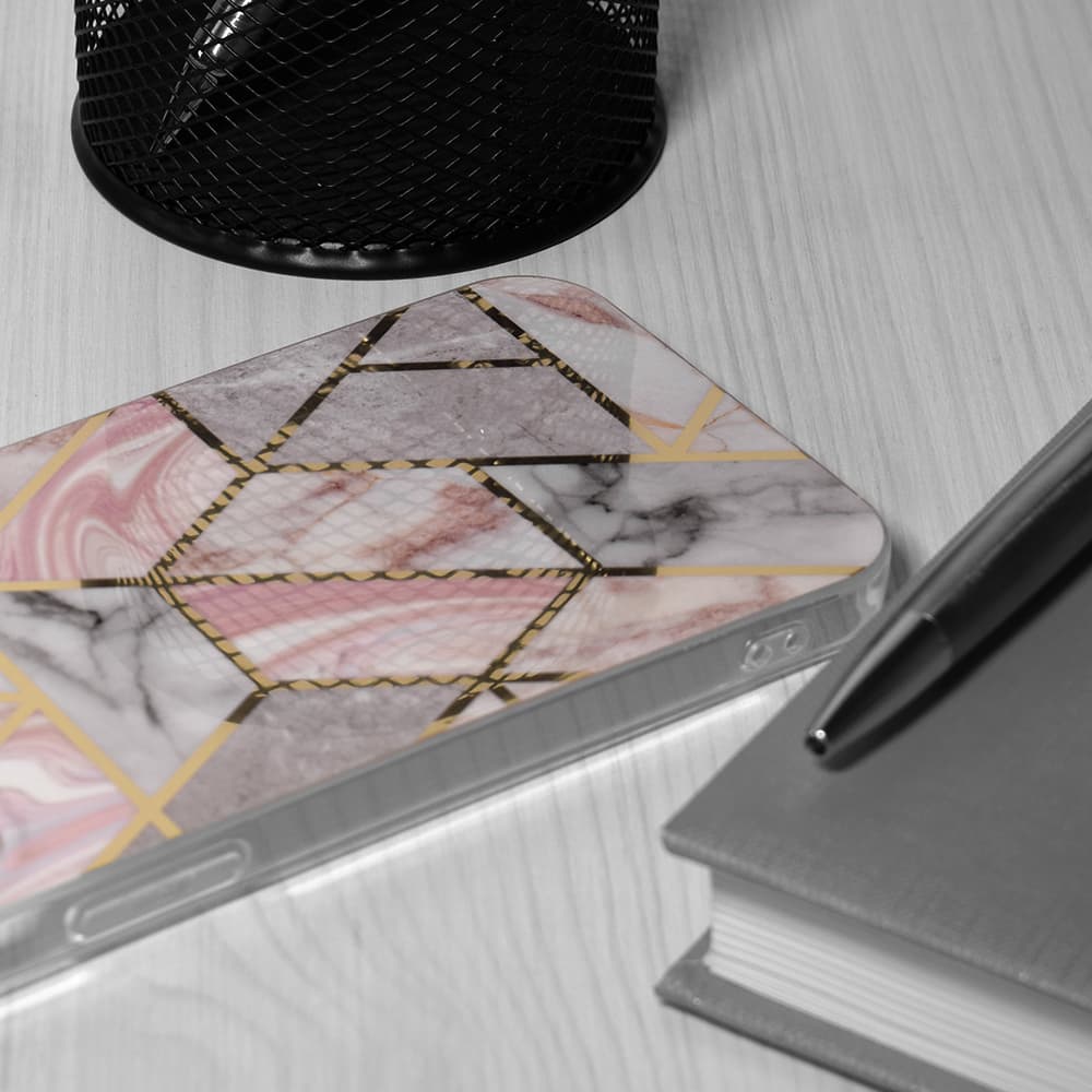 Techsuit Mramorová série Oppo A78 4G Růžový hexagon - náhled 2