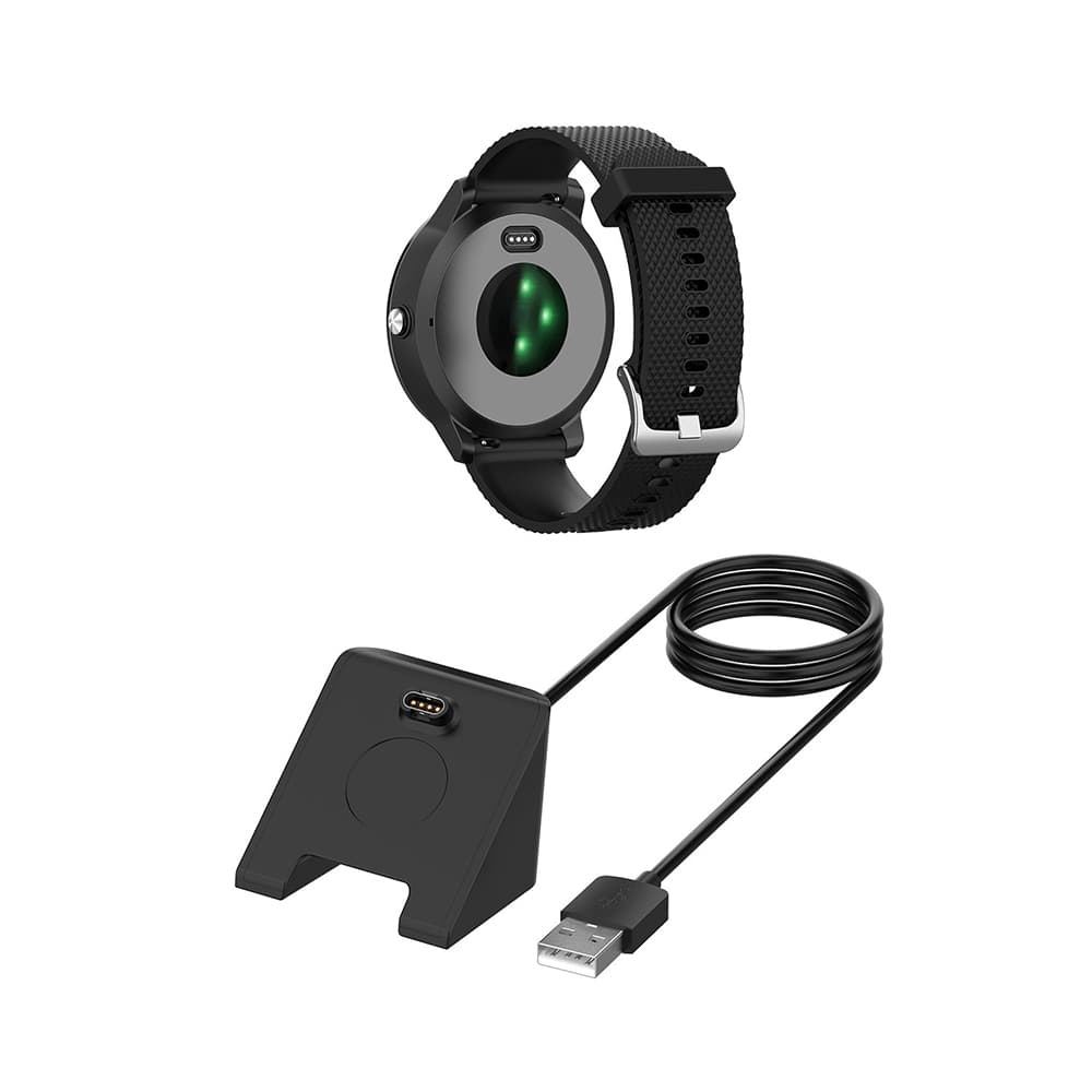 Techsuit Nabíjecí kabel SmartWatch Garmin Fenix 5 6 7X 1m držák Černá - náhled 2