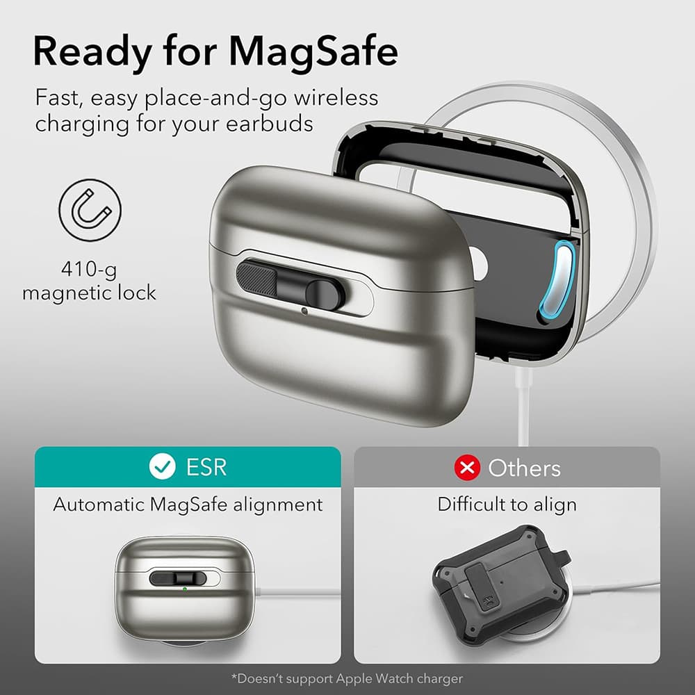 ESR - Pulse Magnetic HaloLock - Apple AirPods Pro 1 / 2 - Titanium - náhled 2