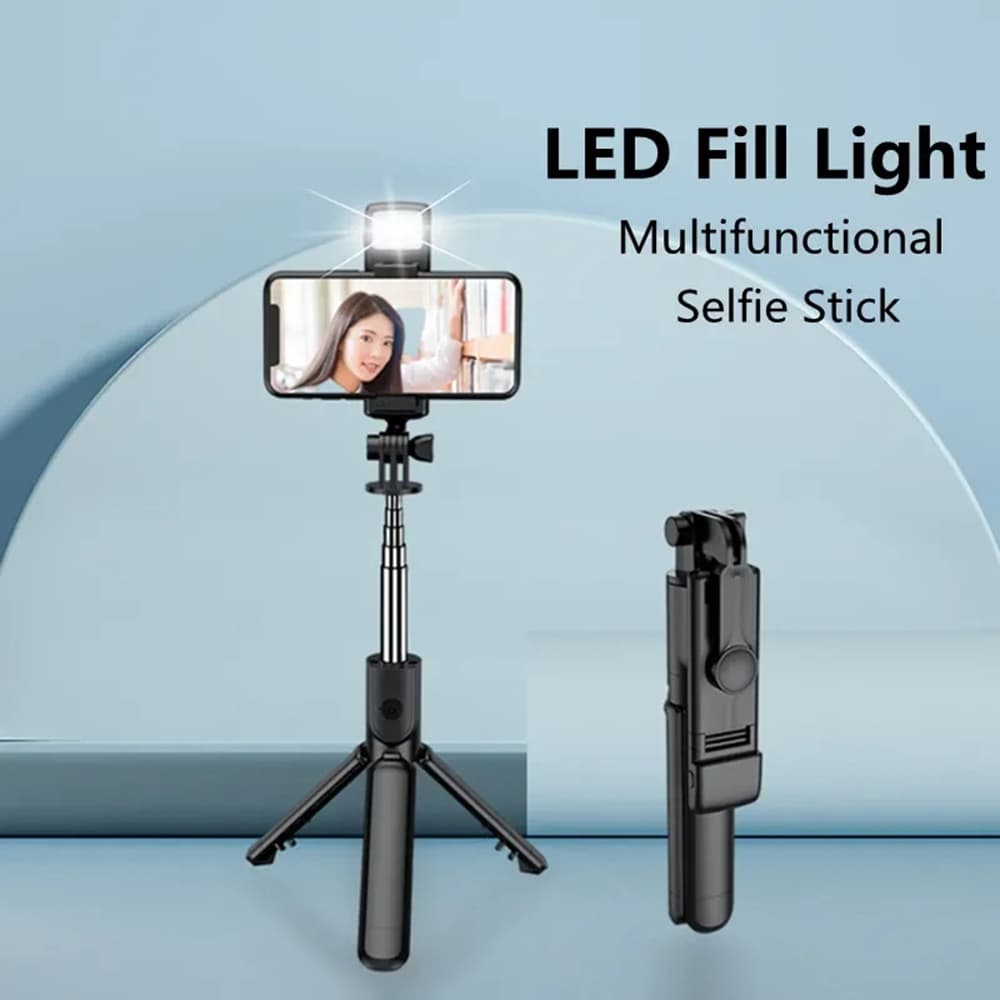 Techsuit Mini Selfie Tyč S03-S Stativ Bluetooth LED 67cm Černá - náhled 2