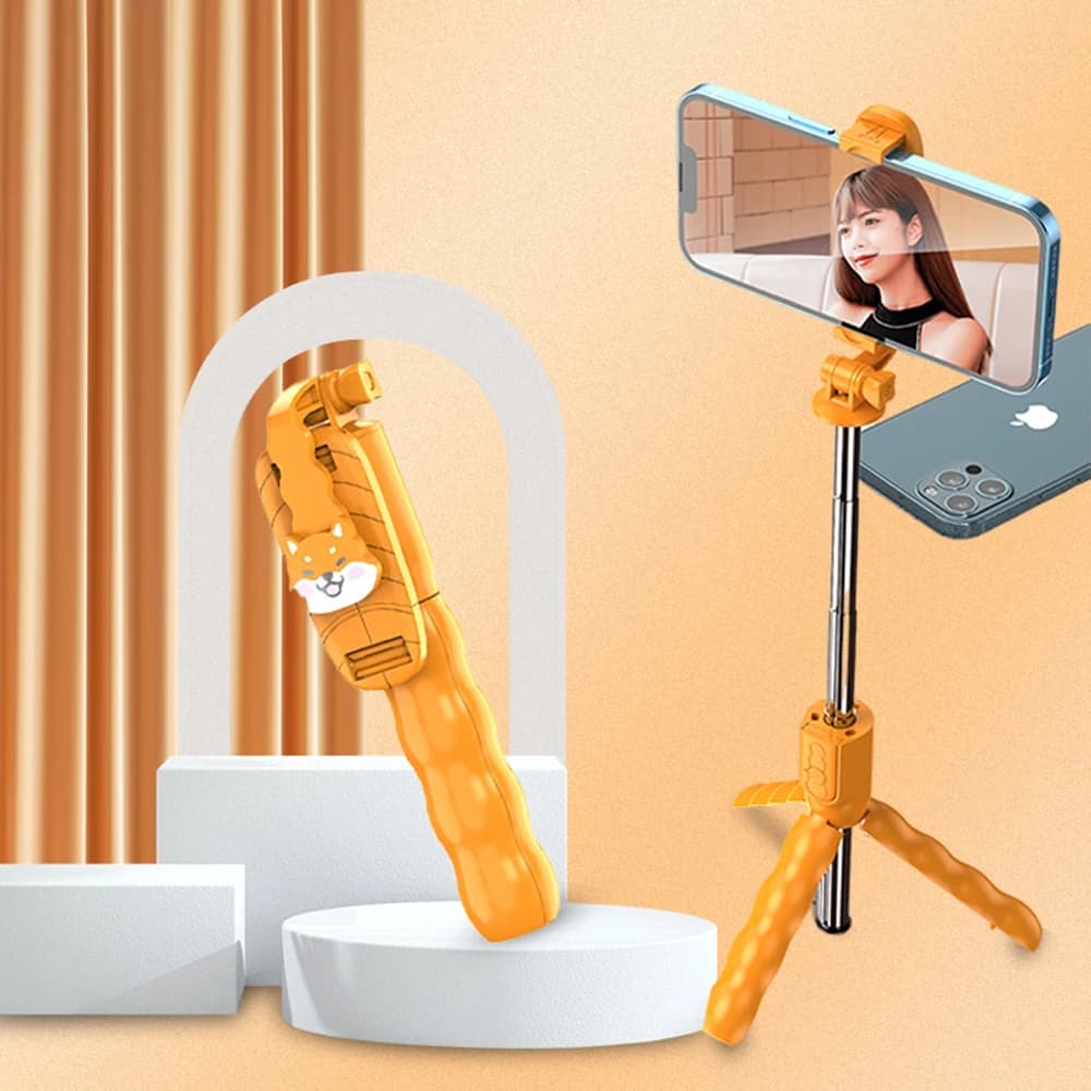 Techsuit Mini Selfie Tyč KT01 s Dálkovým Ovládáním 70cm Oranžová - náhled 2