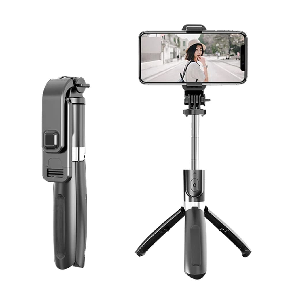 Techsuit L02 Selfie tyč stativ Bluetooth 100cm Černá - náhled 2