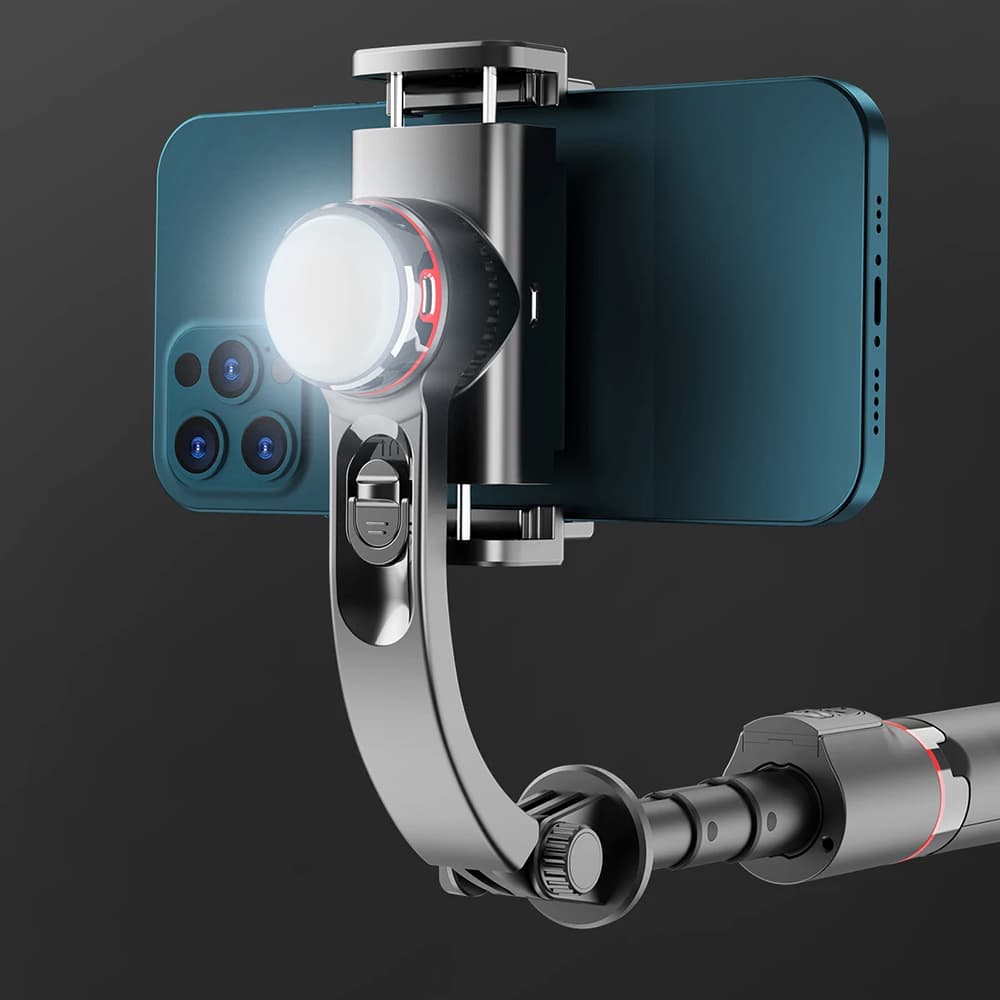 Techsuit Selfie tyč L19s Gimbal stativ Bluetooth světlo 360 70cm Černá - náhled 2