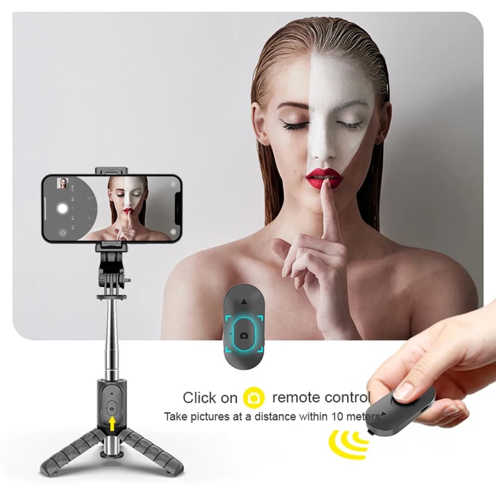 Techsuit Mini Selfie tyč Q11s Stativ Bluetooth Světlo 360 76cm Černá - náhled 2